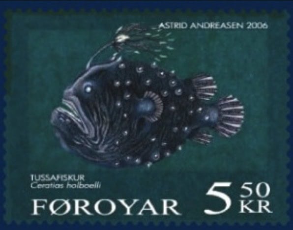 Deep sea anglerfish. Danish stamp.